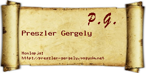 Preszler Gergely névjegykártya